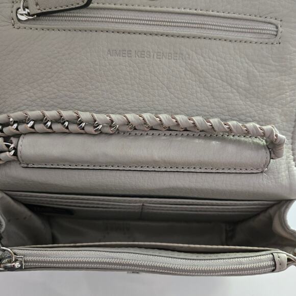 Aimee Kestenberg Quilted Beige Leather Convertible Crossbody Clutch Organizer - Picture 9 of 14